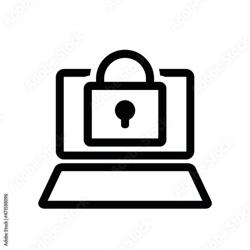 Laptop with padlock icon. Security protection concept. Illustration vector