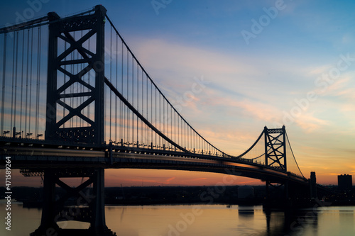 The Benjamin Franklin Bridge Sunset Reverse Light