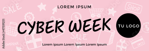 Cyber week pink for girls, banner rosa