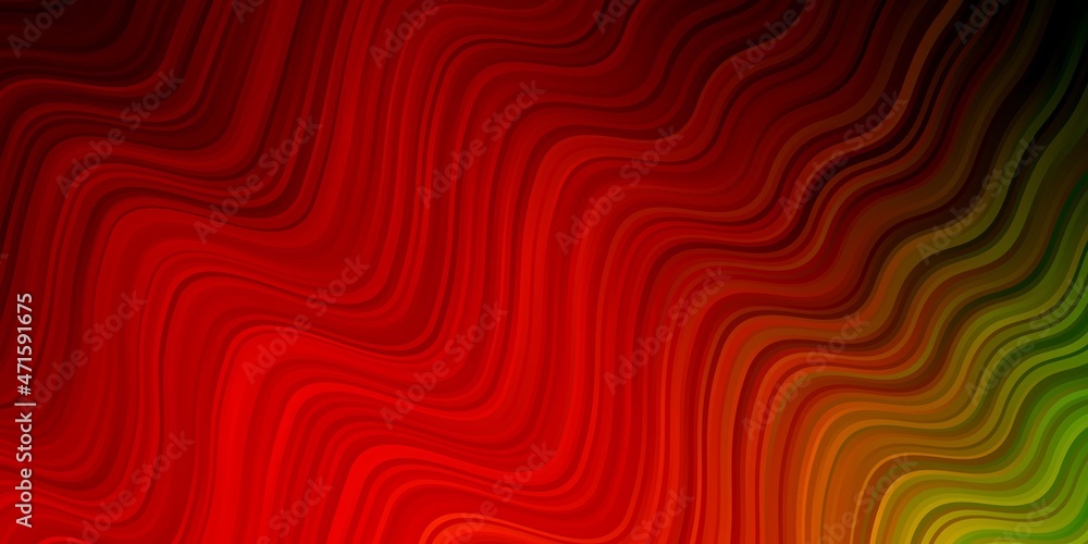 Dark Multicolor vector background with curves.