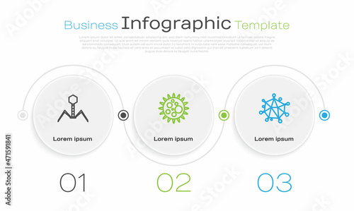 Set line Bacteria bacteriophage, Virus and . Business infographic template. Vector