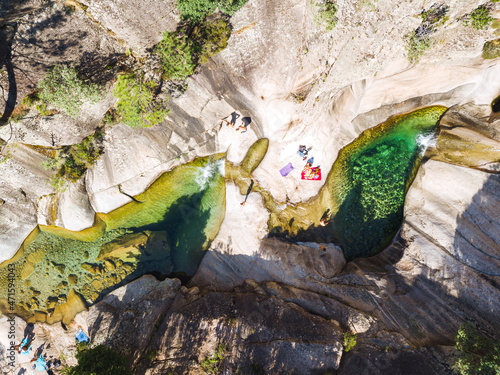 Purcaraccia Waterfalls, canyoning, swimming in Corsica Island, France photo