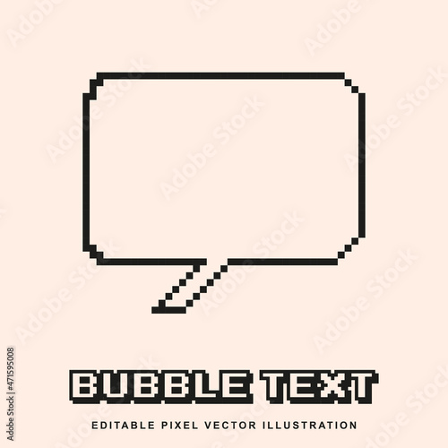 Pixel simple bubble text creative design icon vector illustration for video game asset, motion graphic and others