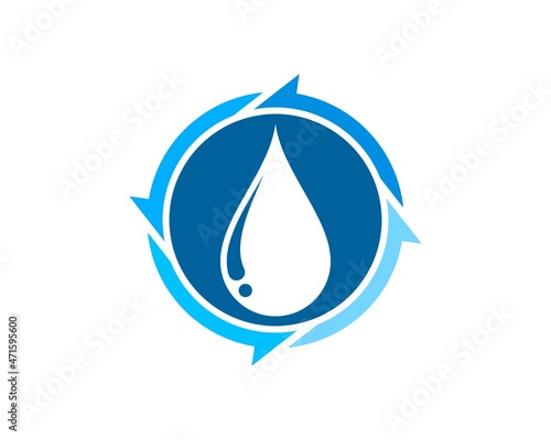 Circular arrow with water drop inside