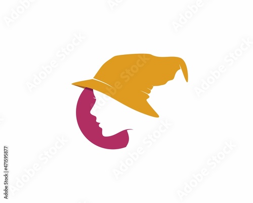 Woman using witch hat logo