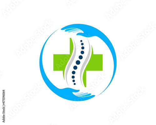Circular hand care with chiropractic symbol inside