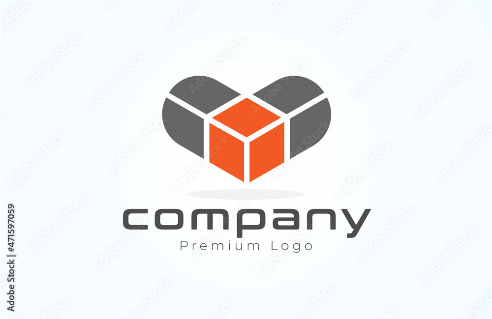 Abstract Box Logo. heart icon with box icon inside, Usable for business and logistic Logos, Flat Design Logo Template, vector illustration Abstract Box Logo. heart icon with box icon inside, Usable for business and logistic Logos, Flat Design Logo Template, vector illustration