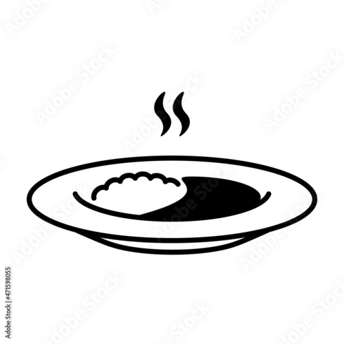 Curry and rice monochrome ICON.