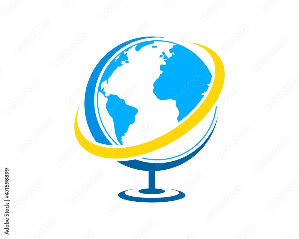 Simple globe of earth with swoosh inside Simple globe of earth with swoosh inside