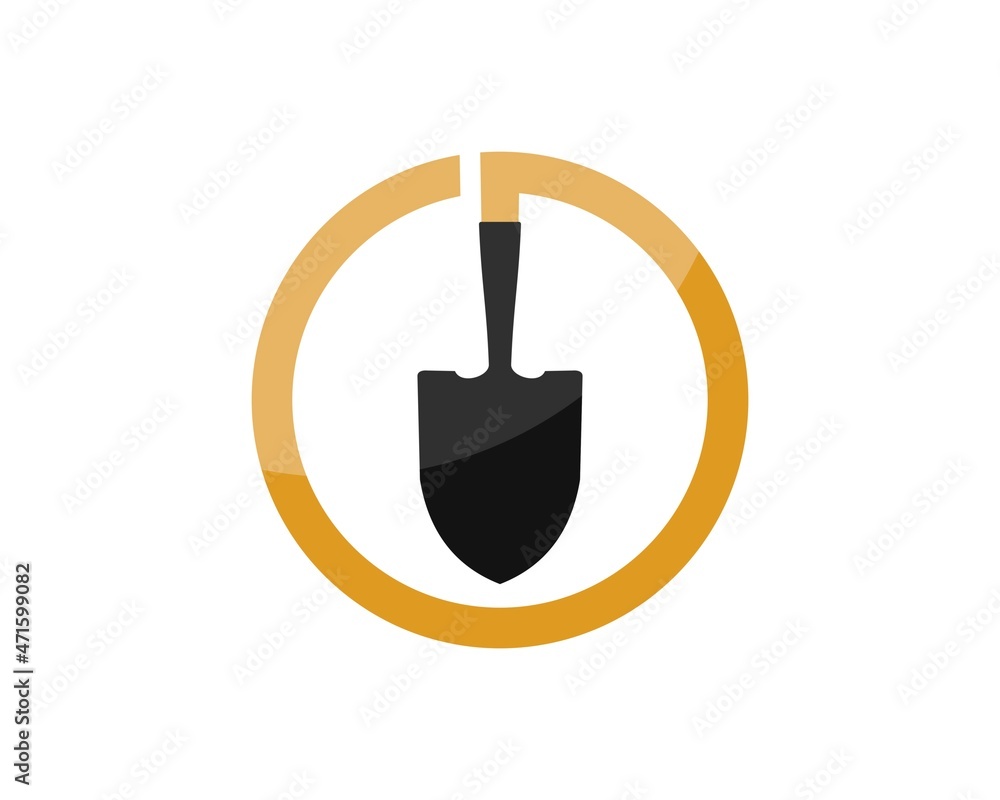 Circle shape with ground shovel inside Circle shape with ground shovel inside