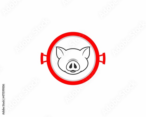 Pig head in the grill pan logo