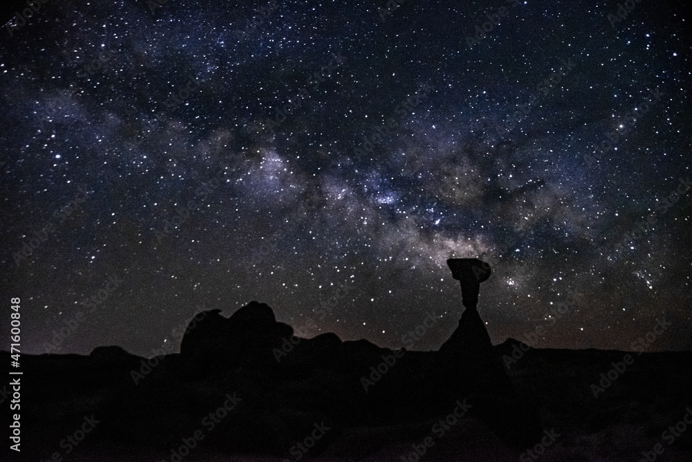 Milky Way and Toad Stool Hoodoo in the Utah Desert.