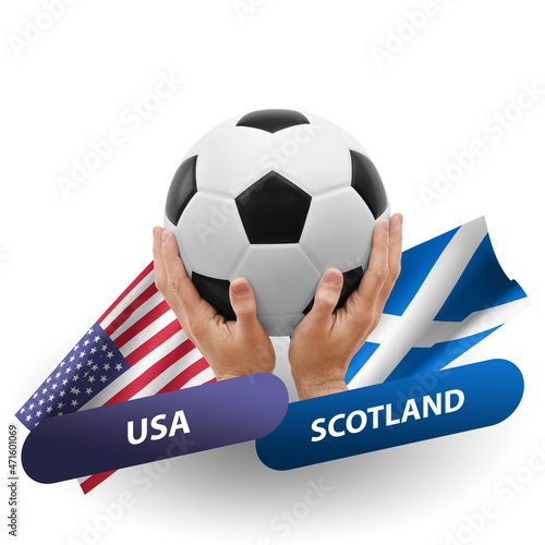 Soccer football competition match, national teams usa vs scotland