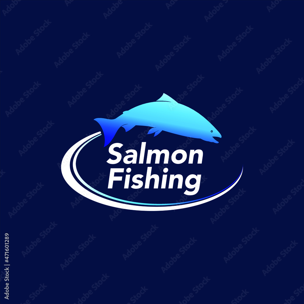Modern Animal Logo with Salmon Fish Element Graphic Design Template Idea Modern Animal Logo with Salmon Fish Element Graphic Design Template Idea