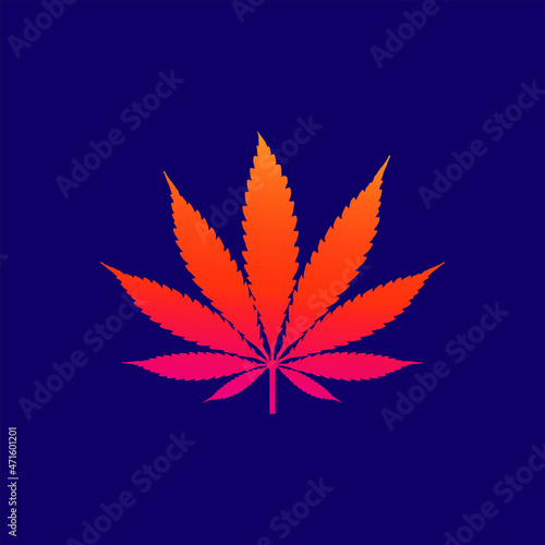 Modern Cannabis Hemp Leaf Vector Graphic, Medical Logo Design Template Idea