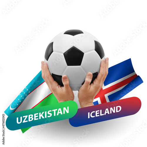 Soccer football competition match, national teams uzbekistan vs iceland