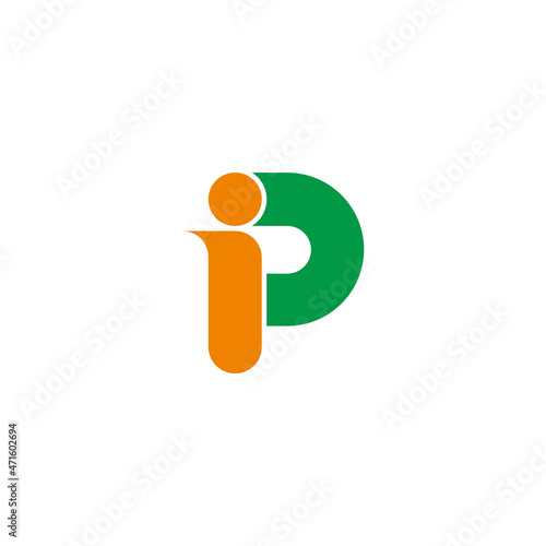 letter ip fast motion simple geometric logo vector