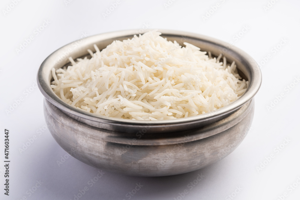 Cooked plain white basmati rice Cooked plain white basmati rice