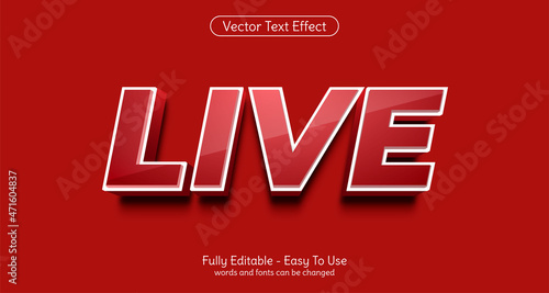 Three dimension text Live, editable style effect template