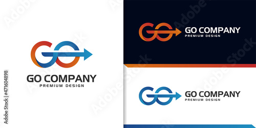 modern go delivery logo with business arrow fast icon vector design for logistics, ship, food delivery logo