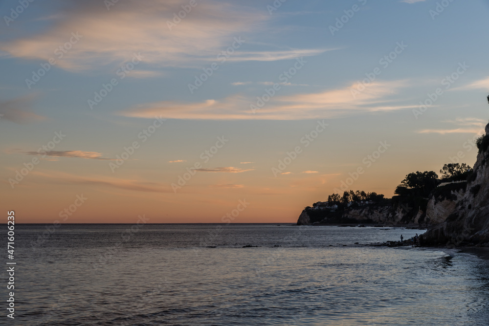 Scenic Paradise Cove vista at sunset, Malibu, California