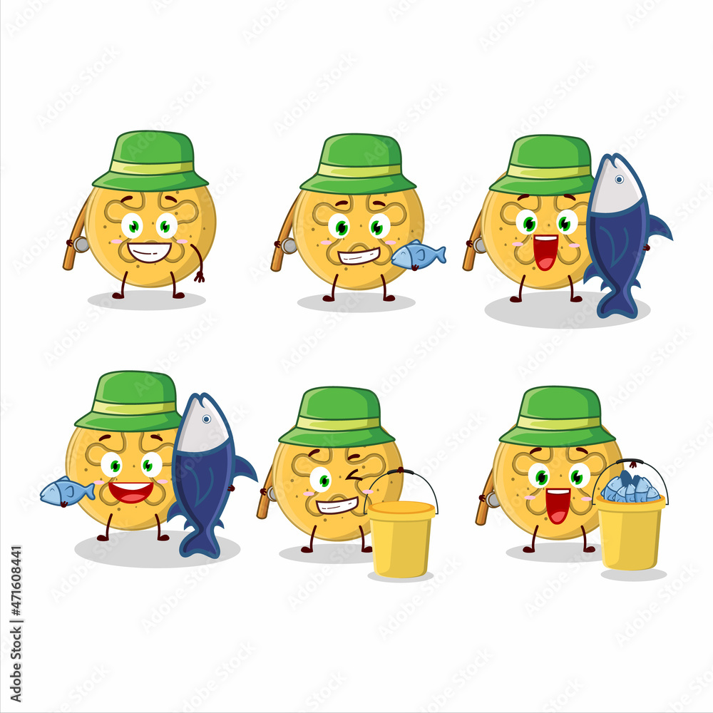 A fisherman dalgona candy coral reefs cartoon picture catch a big fish A fisherman dalgona candy coral reefs cartoon picture catch a big fish