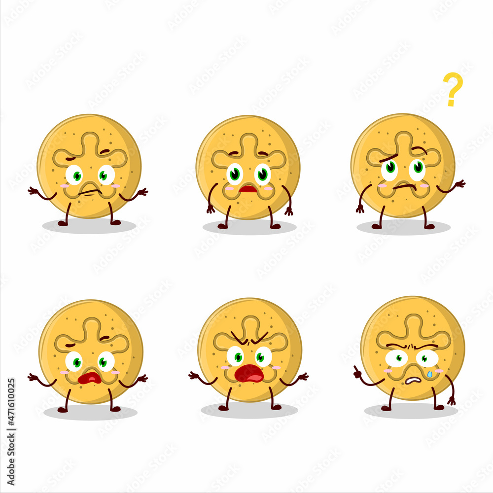 Cartoon character of dalgona candy coral reefs with what expression Cartoon character of dalgona candy coral reefs with what expression