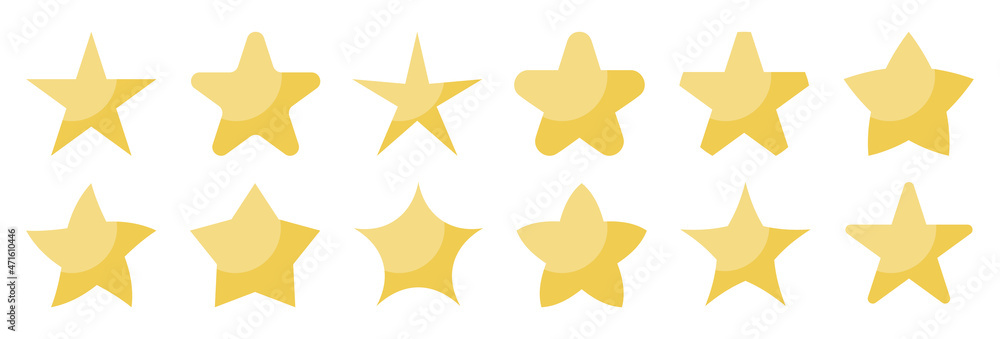 Stars rating golden yellow icon flat set. Product rating classic icon. Quality symbol premium customers. Best quality striking insignia website, game, score. Order victory award luxury isolated white Stars rating golden yellow icon flat set. Product rating classic icon. Quality symbol premium customers. Best quality striking insignia website, game, score. Order victory award luxury isolated white