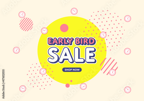 Early bird sale, Online sale banner design template.