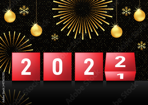 2022 new year background decorative with luxury golden firework and glister texture