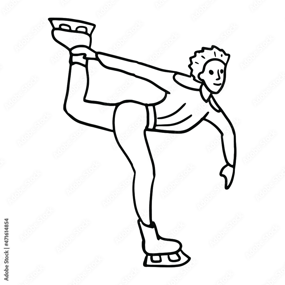 Figure skater in doodle style. Isolated vector. Figure skater in doodle style. Isolated vector.