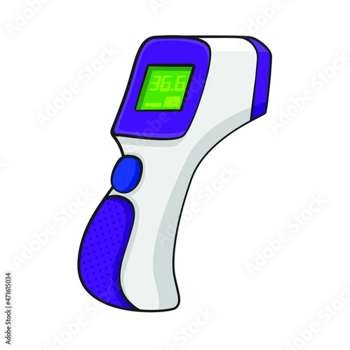 Temperature scanner drawing style isolated vector. Corona virus protection. Drawn medical and healthcare object illustration for your presentation, teaching materials or others as you want.