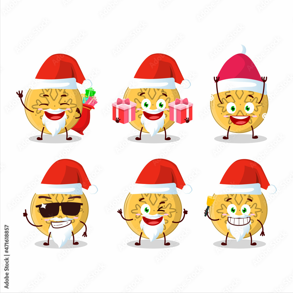 Santa Claus emoticons with dalgona candy snowflake cartoon character