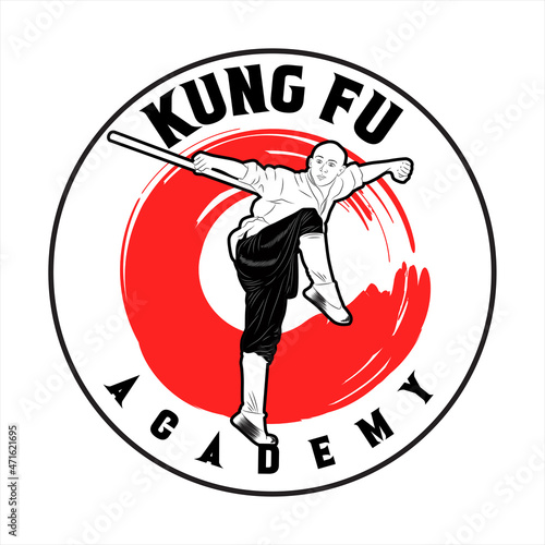 Obraz na plátně Logo kung fu academy, material art vector illustration