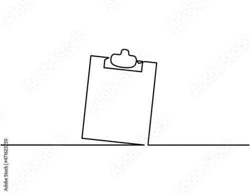 Continuous line drawing of clipboard, checklist business, object one line, single line art, vector illustration