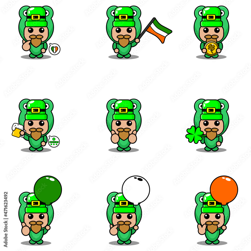 vector cartoon character frog animal mascot costume set bundle set patrik day vector cartoon character frog animal mascot costume set bundle set patrik day
