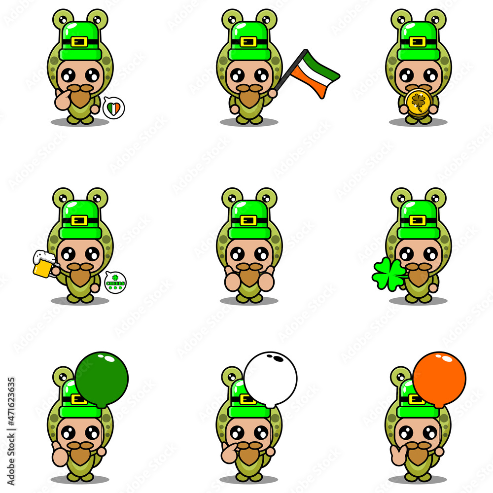 Obraz premium vector cartoon character snail animal mascot costume set bundle set patrik day