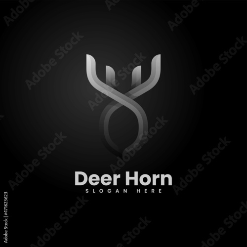 Vector Logo Illustration Deer Horn Gradient Colorful Style. photo