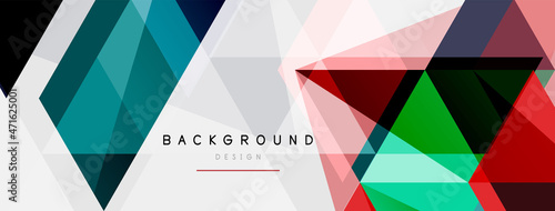 Color triangles composition, geometric abstract background. Techno or business concept, pattern for wallpaper, banner, background, landing page