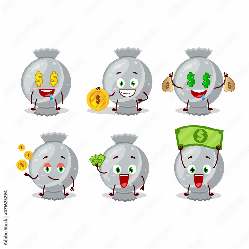Obraz premium White candy wrap cartoon character with cute emoticon bring money