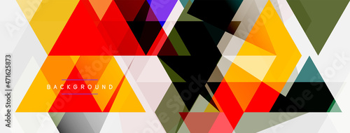 Color triangles composition, geometric abstract background. Techno or business concept, pattern for wallpaper, banner, background, landing page