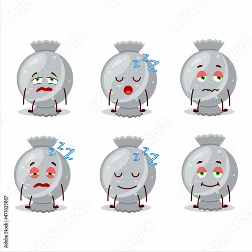 Cartoon character of white candy wrap with sleepy expression