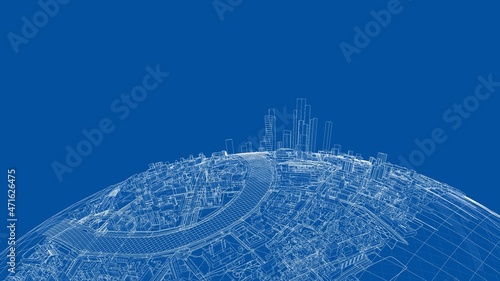 3d city sphere. Vector