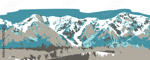 Snowy Mountains seamless vector border