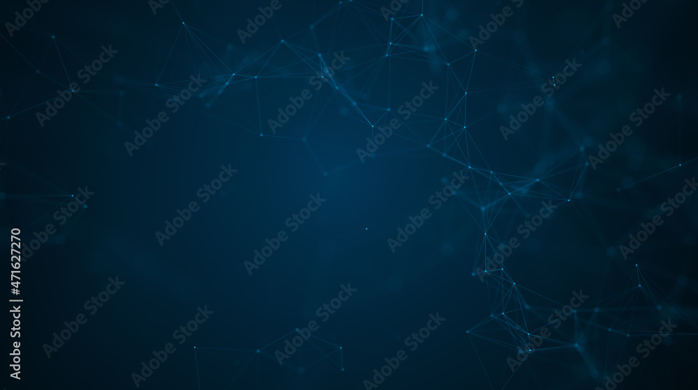Abstract technology wave dots and lines, Flow of line plexus particles. Digital Cyber technology illustration. 3d rendering Abstract technology wave dots and lines, Flow of line plexus particles. Digital Cyber technology illustration. 3d rendering