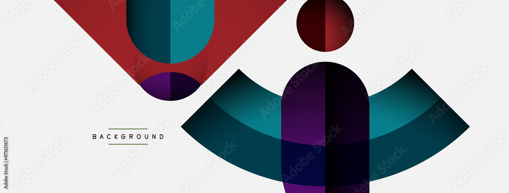 Trendy shapes, color minimal design composition, lines and shadows for wallpaper banner background or landing page
