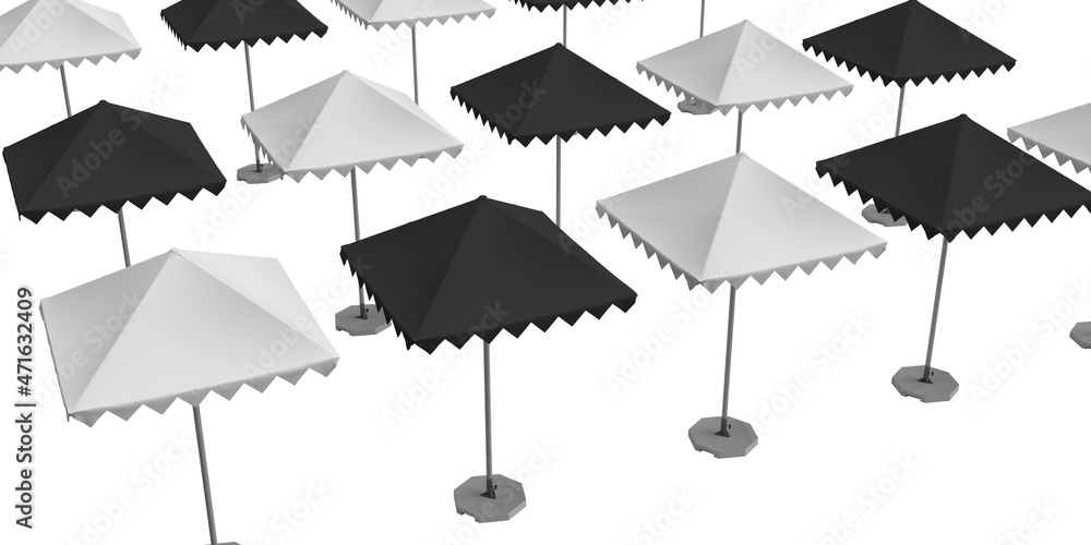 Black and White Umbrella Parasol sun shade mockup isolated on white ...