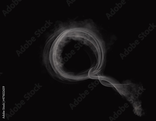 O alphabet with smoke isolated on dark background
