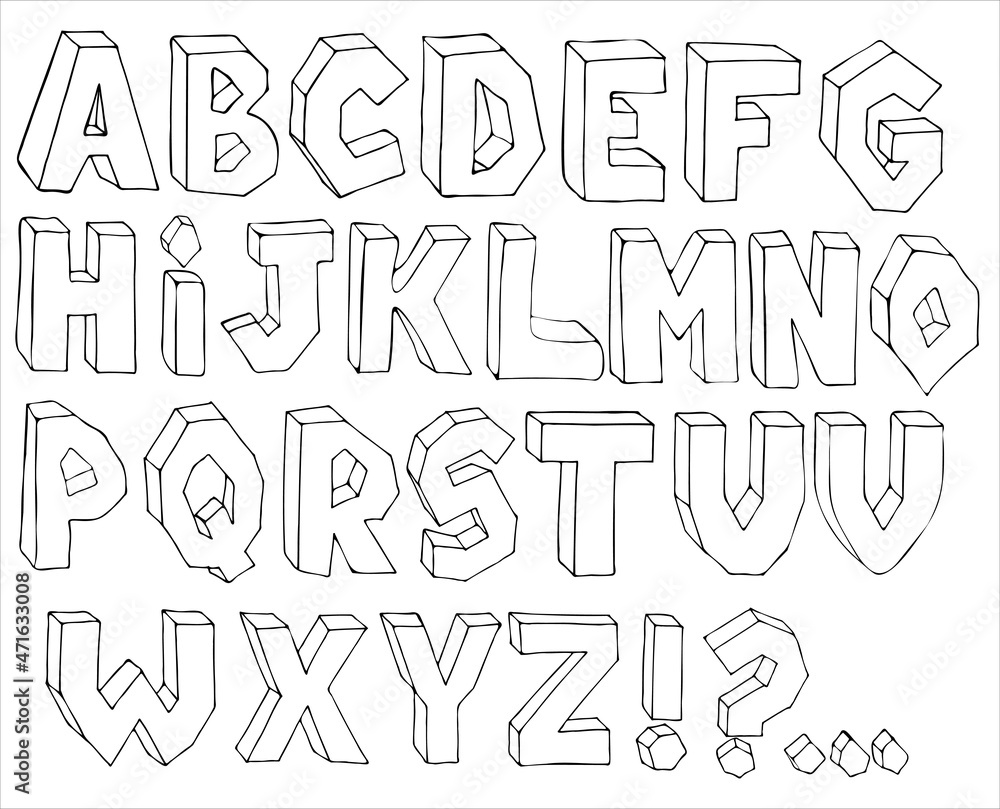Volumetric alphabet. Vector Volumetric alphabet. Vector