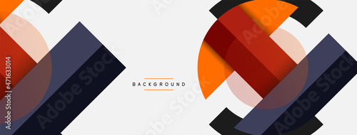 Geometric shapes composition abstract background. Circles lines and rectangles. Vector illustration for wallpaper banner background or landing page